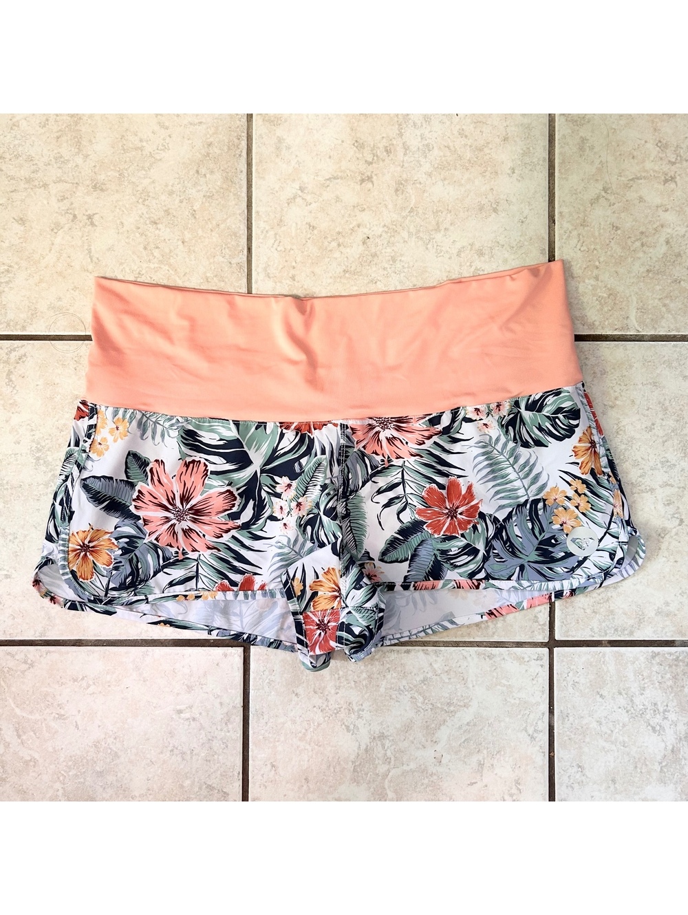 Roxy Tropical Floral High Waisted Boardshorts Swim Shorts Swimwear Women's XXL